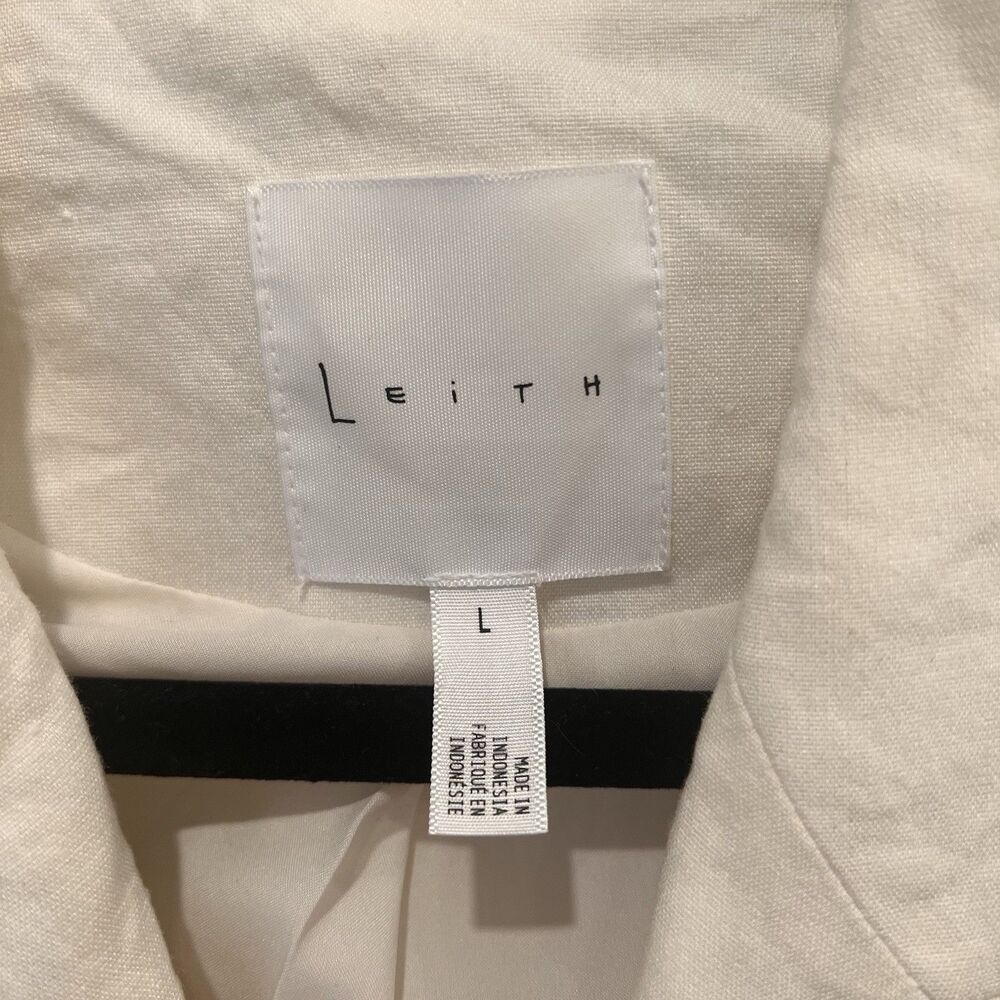 Leith Cream Linen BlendDouble Breasted Blazer Size L Preppy Office Academia Chic - Picture 2 of 6